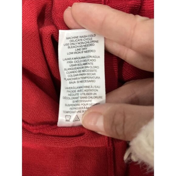 Birch NY Wrap Dress Size M Red Tie Waist Sweater Knit Holiday Christmas Cocktail - Picture 8 of 8